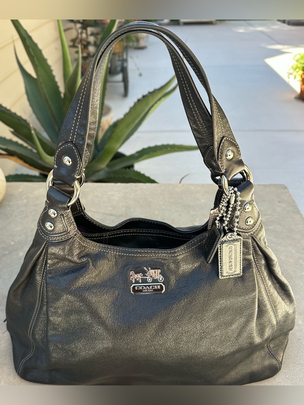 Coach Madison Large Maggie 14313 Black Leather Y2K 2009 Shoulder Bag